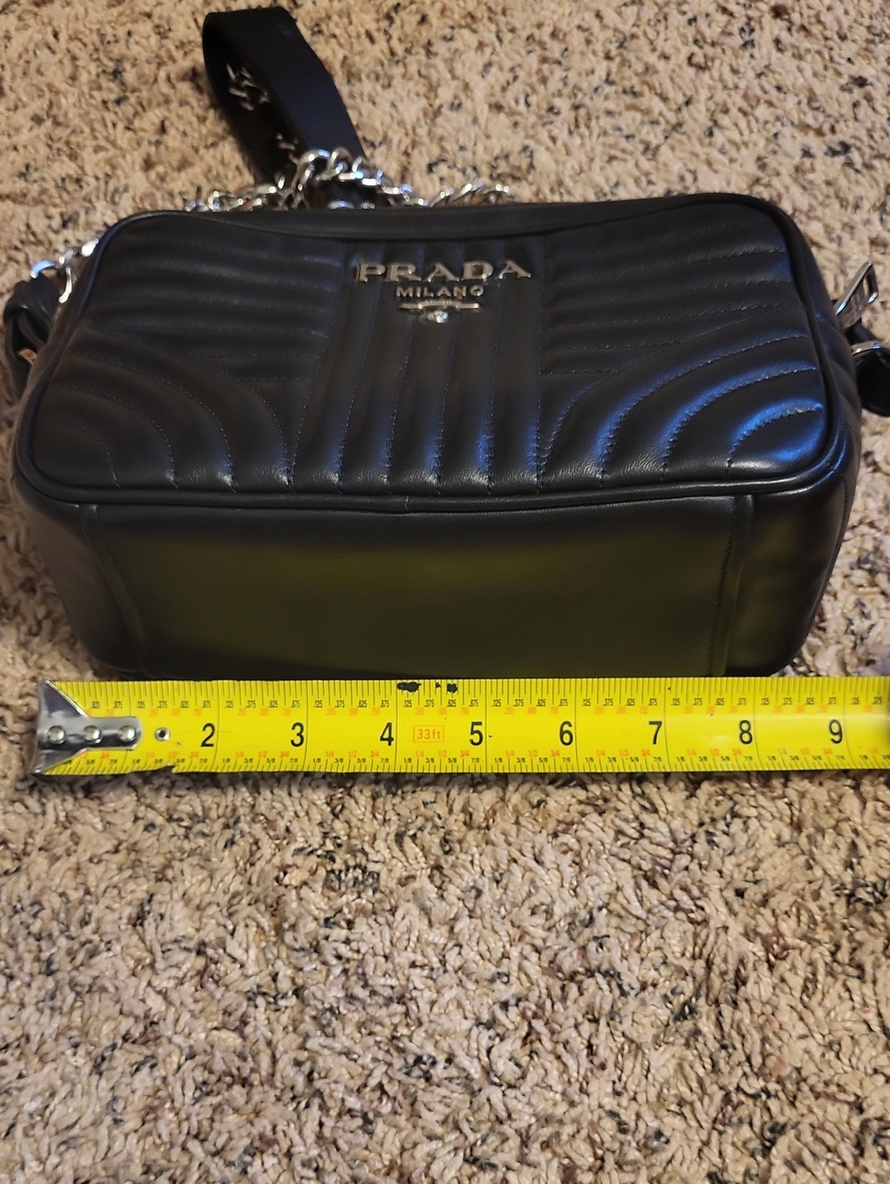 Prada Quilted Leather Crossbody Bag in Black with Silver Hardware - Picture 10 of 11